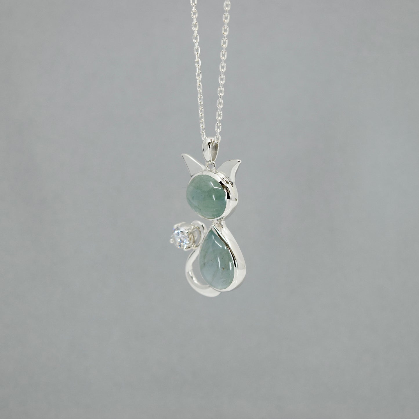 猫 プレナイト ペンダントトップ SV925