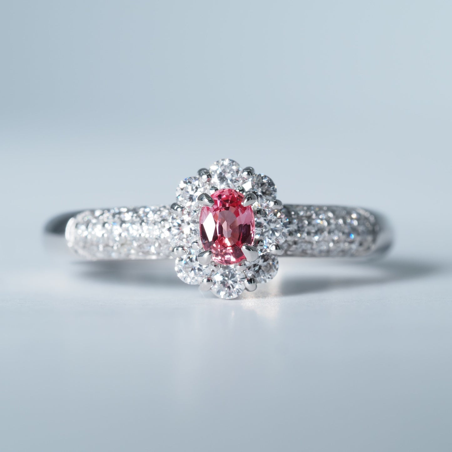 Pt900 パパラチアサファイア リング #12