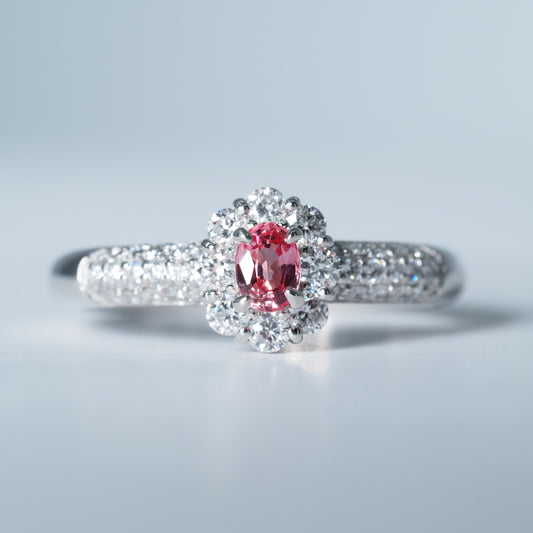 Pt900 パパラチアサファイア リング #12