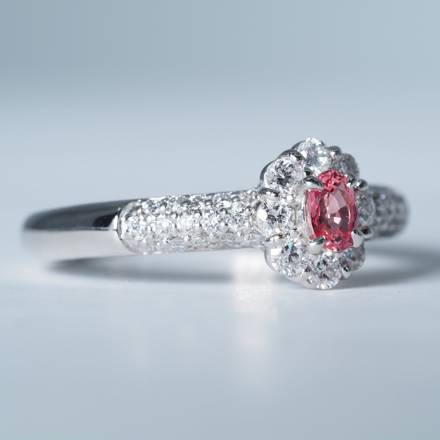 Pt900 パパラチアサファイア リング #12