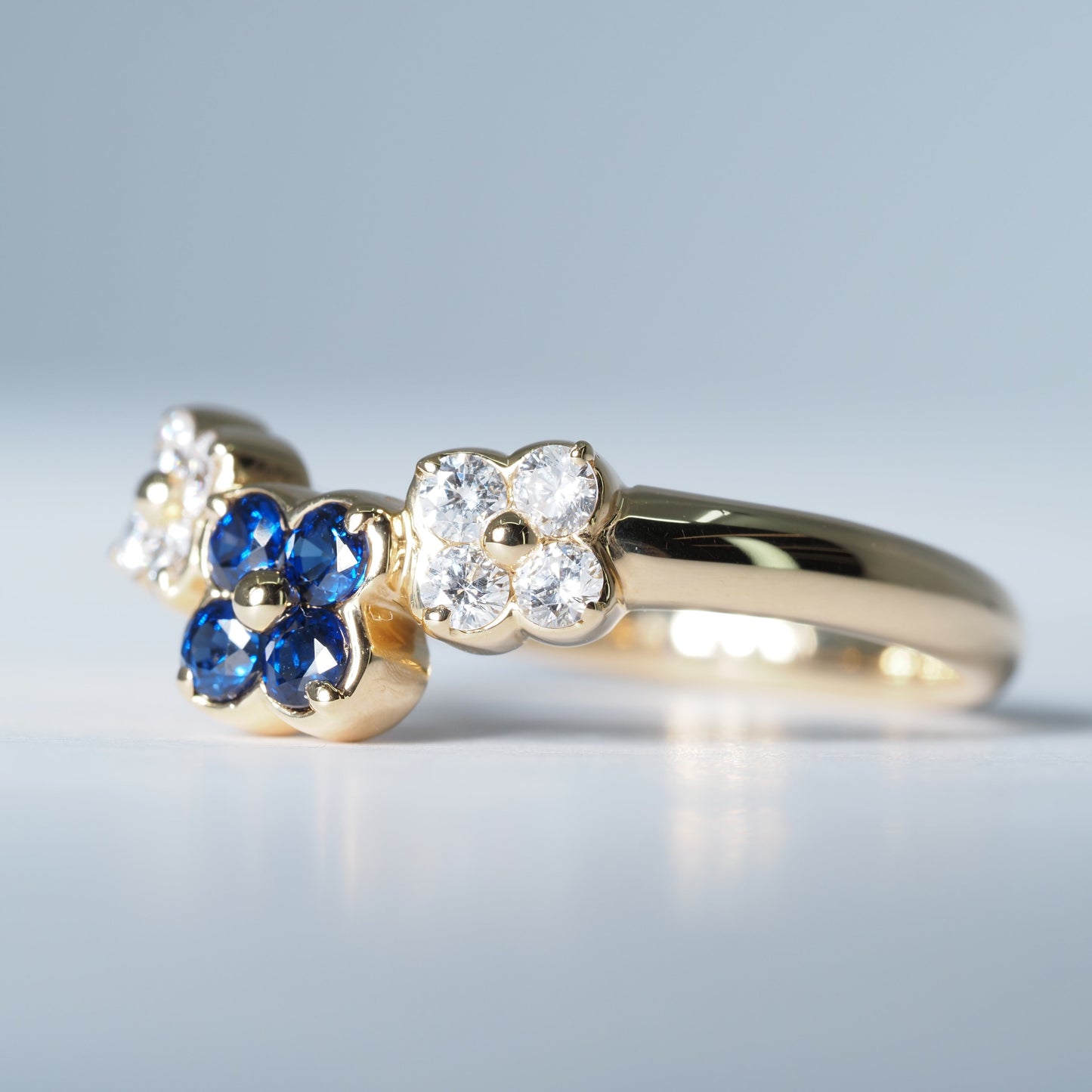 K18 フラワー サファイア リング #13