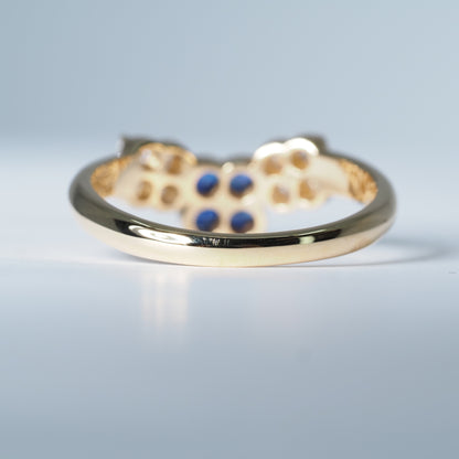 K18 フラワー サファイア リング #13