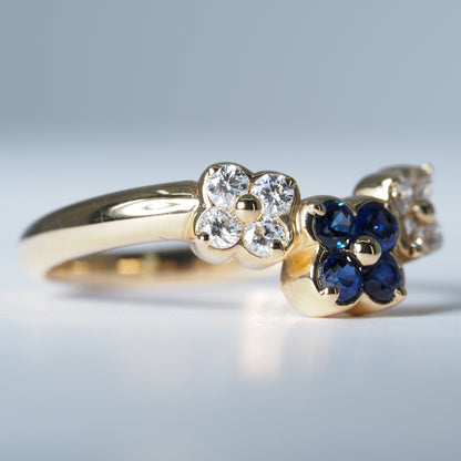 K18 フラワー サファイア リング #13