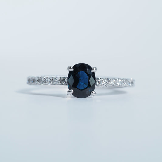 K18WG サファイア ダイヤ リング #8.5