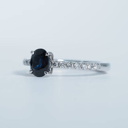 K18WG サファイア ダイヤ リング #8.5