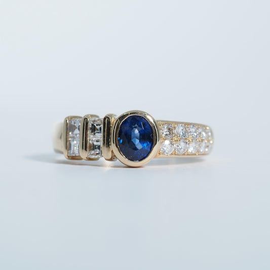 K18 アシンメトリー サファイア リング #9