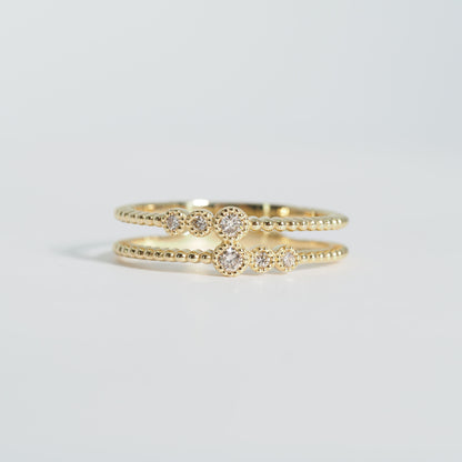 K18 ダブルライン ダイヤ リング #11.5