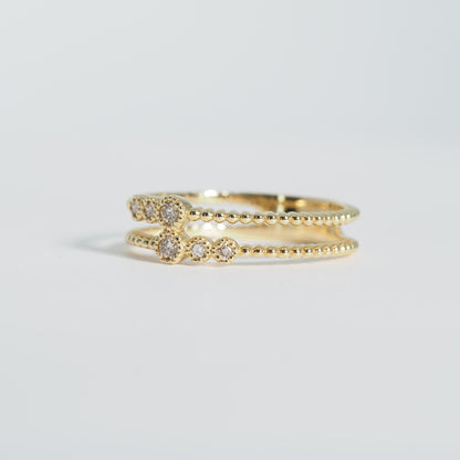 K18 ダブルライン ダイヤ リング #11.5