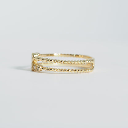 K18 ダブルライン ダイヤ リング #11.5