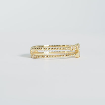 K18 ダブルライン ダイヤ リング #11.5