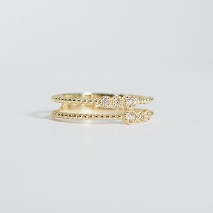 K18 ダブルライン ダイヤ リング #11.5