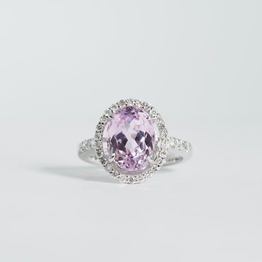 K18WG クンツァイト ダイヤ リング #12