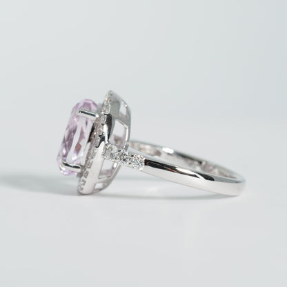 K18WG クンツァイト ダイヤ リング #12