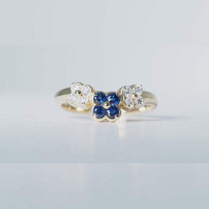 K18 フラワー サファイア リング #13