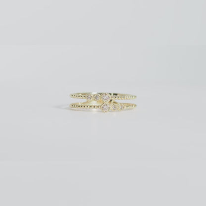 K18 ダブルライン ダイヤ リング #11.5